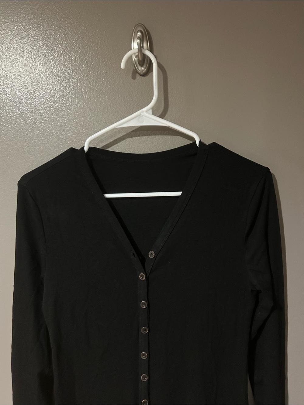 V-Neck Button Slim Long Dress - Picture 12 of 12